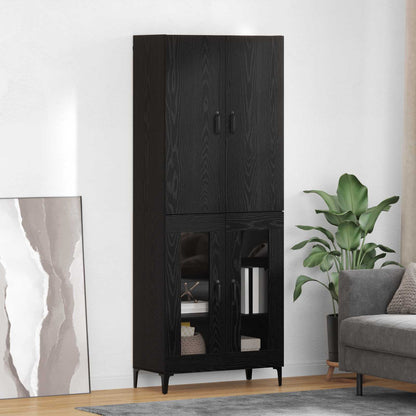 Credenza Rovere Nero 69,5 x 34 x 180 cm Legno multistrato