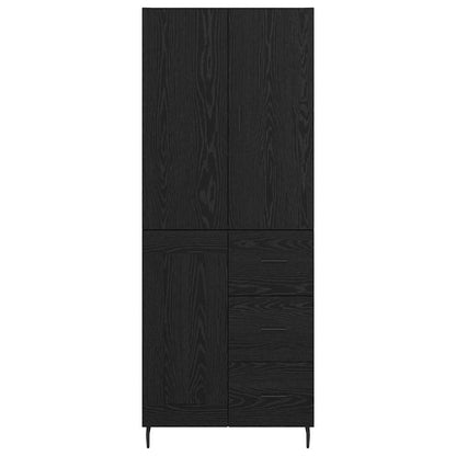 Credenza 2 pcs Rovere nero Legno Stratificato e Vetro