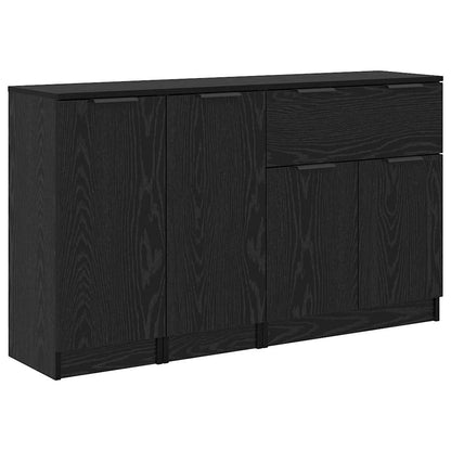 Credenza con cassetto 3 pcs Rovere nero Legno multistrato