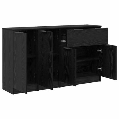 Credenza con cassetto 3 pcs Rovere nero Legno multistrato
