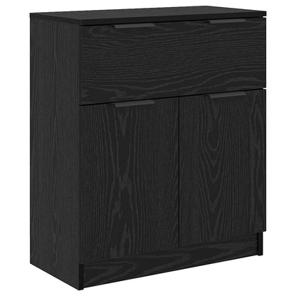 Credenza con cassetto 3 pcs Rovere nero Legno multistrato