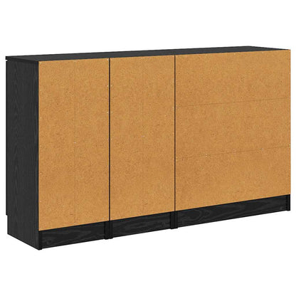 Credenza con cassetto 3 pcs Rovere nero Legno multistrato