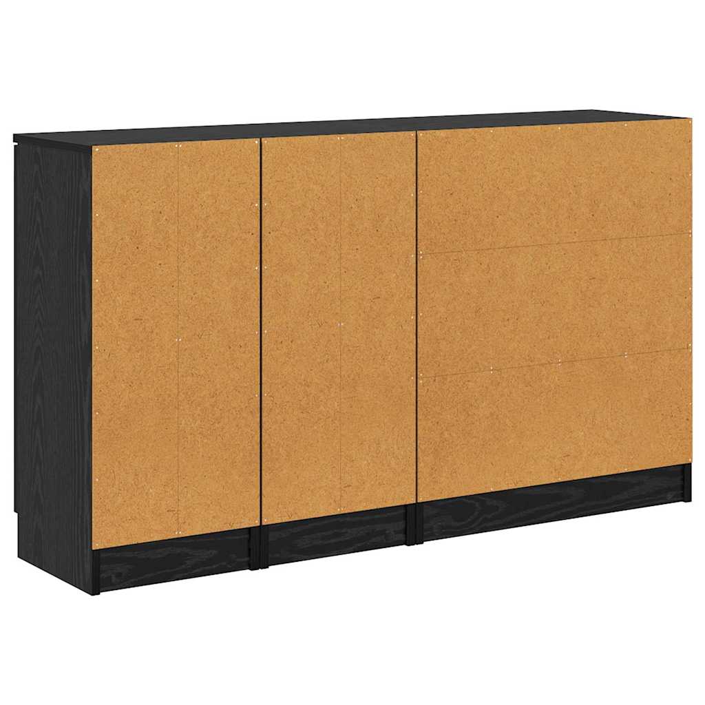 Credenza con cassetto 3 pcs Rovere nero Legno multistrato