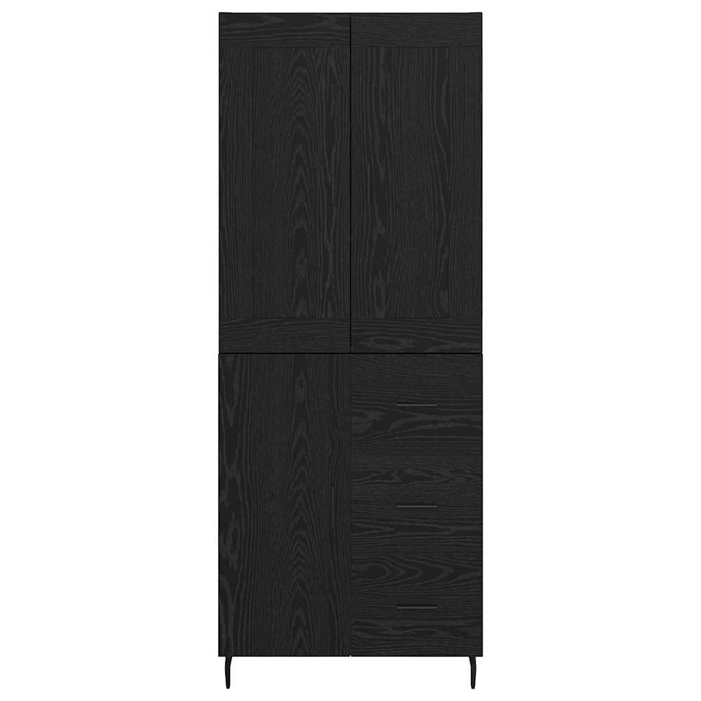 Credenza 2 pcs Rovere Nero Legno Stratificato e Vetro