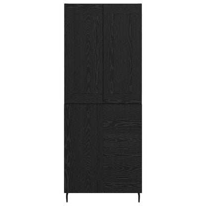 Credenza 2 pcs Rovere Nero Legno Stratificato e Vetro