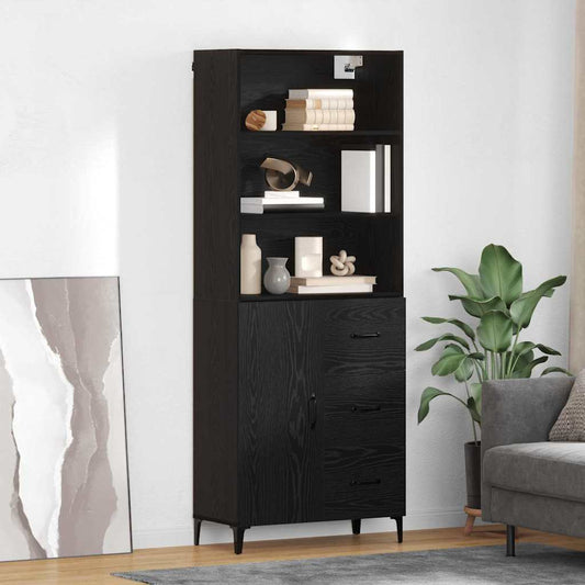 Credenza Rovere Nero 69,5 x 34 x 180 cm Legno multistrato