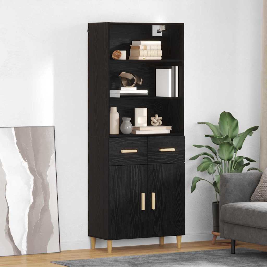 Credenza Rovere Nero 69,5 x 34 x 180 cm Legno multistrato