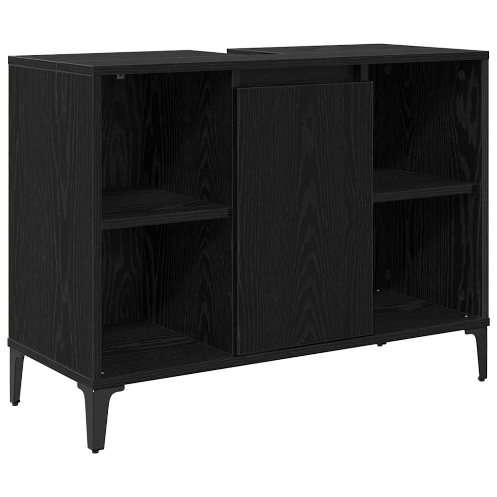 Set di mobili per il bagno 3 pcs Rovere nero Legno multistrato | homemem39