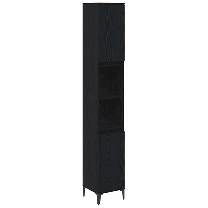 Set di mobili per il bagno 3 pcs Rovere nero Legno multistrato | homemem39