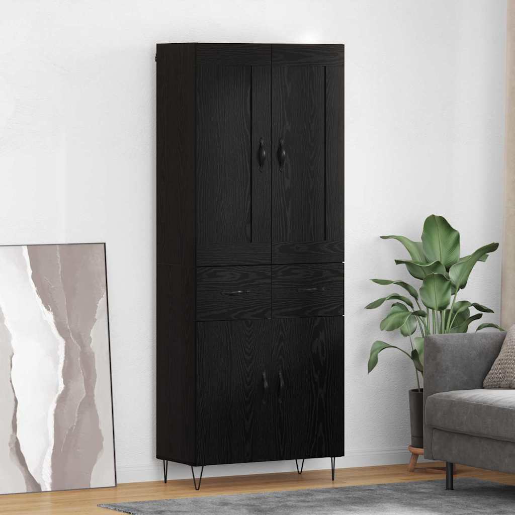 Credenza Rovere Nero 69,5 x 34 x 180 cm Legno multistrato