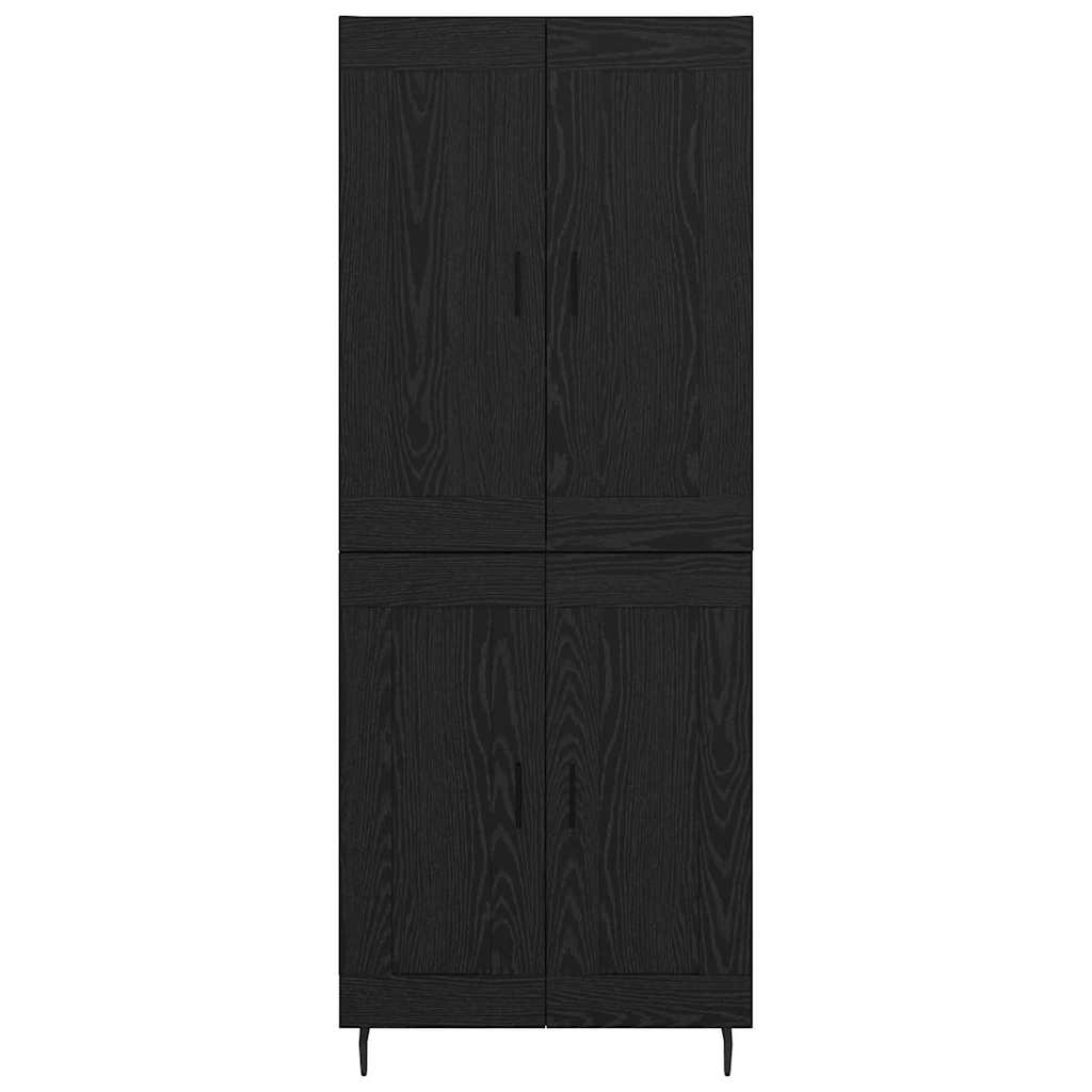 Credenza 2 pcs Rovere Nero Legno Stratificato e Vetro