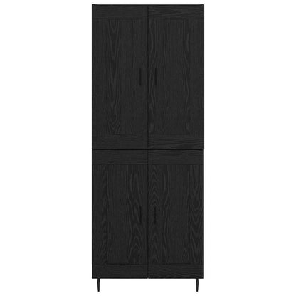 Credenza 2 pcs Rovere Nero Legno Stratificato e Vetro