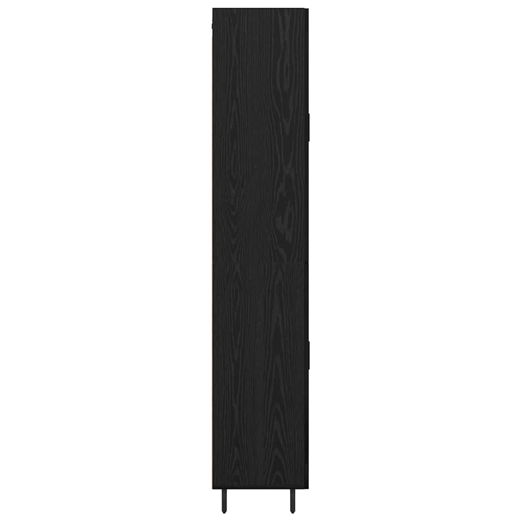 Credenza 2 pcs Rovere Nero Legno Stratificato e Vetro