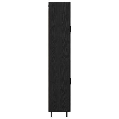 Credenza 2 pcs Rovere Nero Legno Stratificato e Vetro