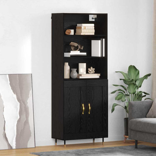 Credenza Rovere nero 69,5 x 34 x 180 cm Legno multistrato