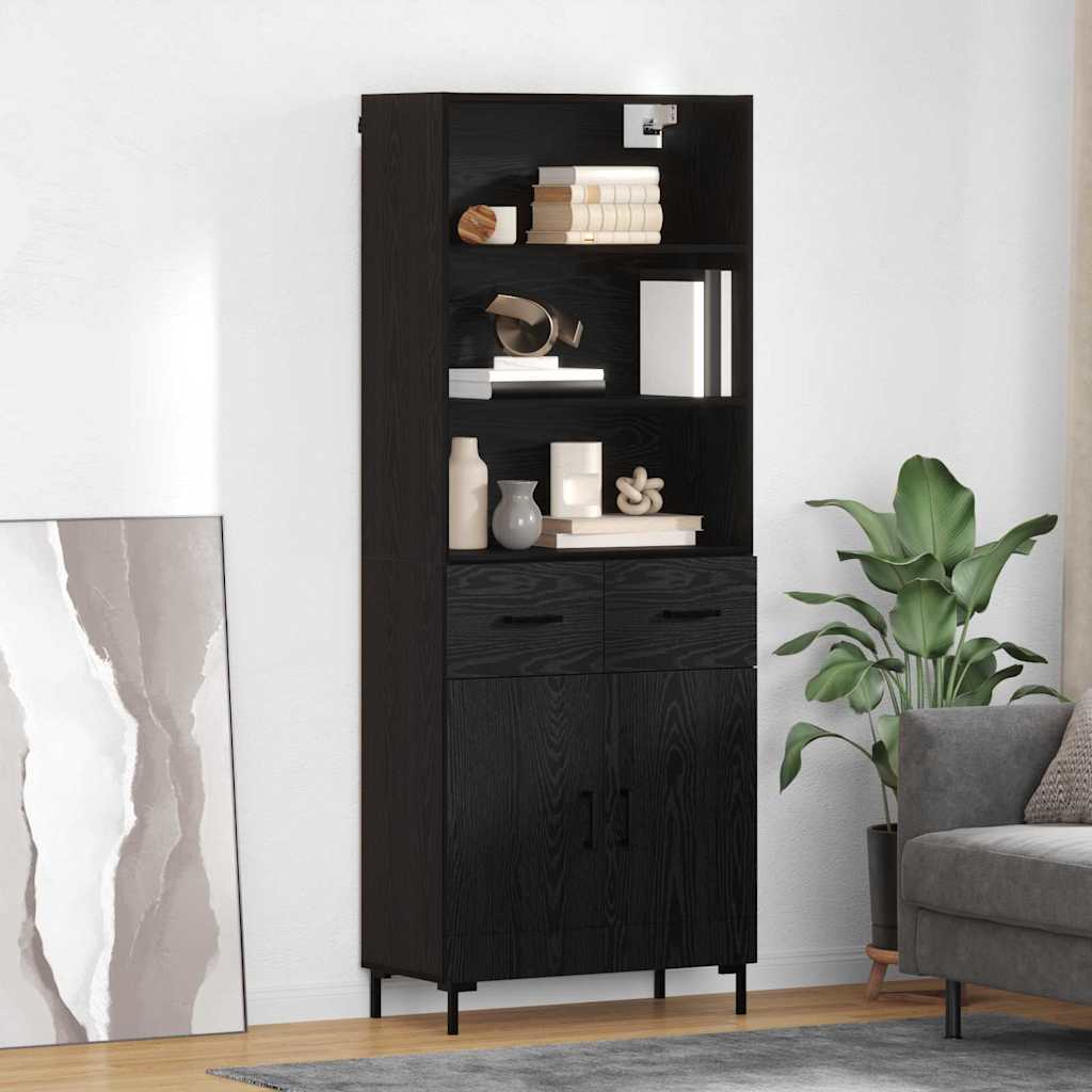 Credenza Rovere Nero 69,5 x 34 x 180 cm Legno multistrato
