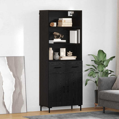 Credenza Rovere Nero 69,5 x 34 x 180 cm Legno multistrato
