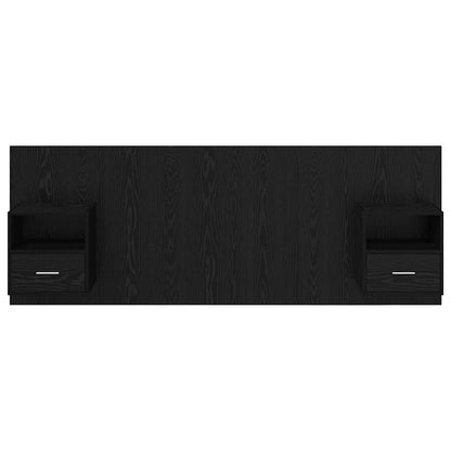 Testata con Comodino 3 pcs Rovere Nero Legno multistrato