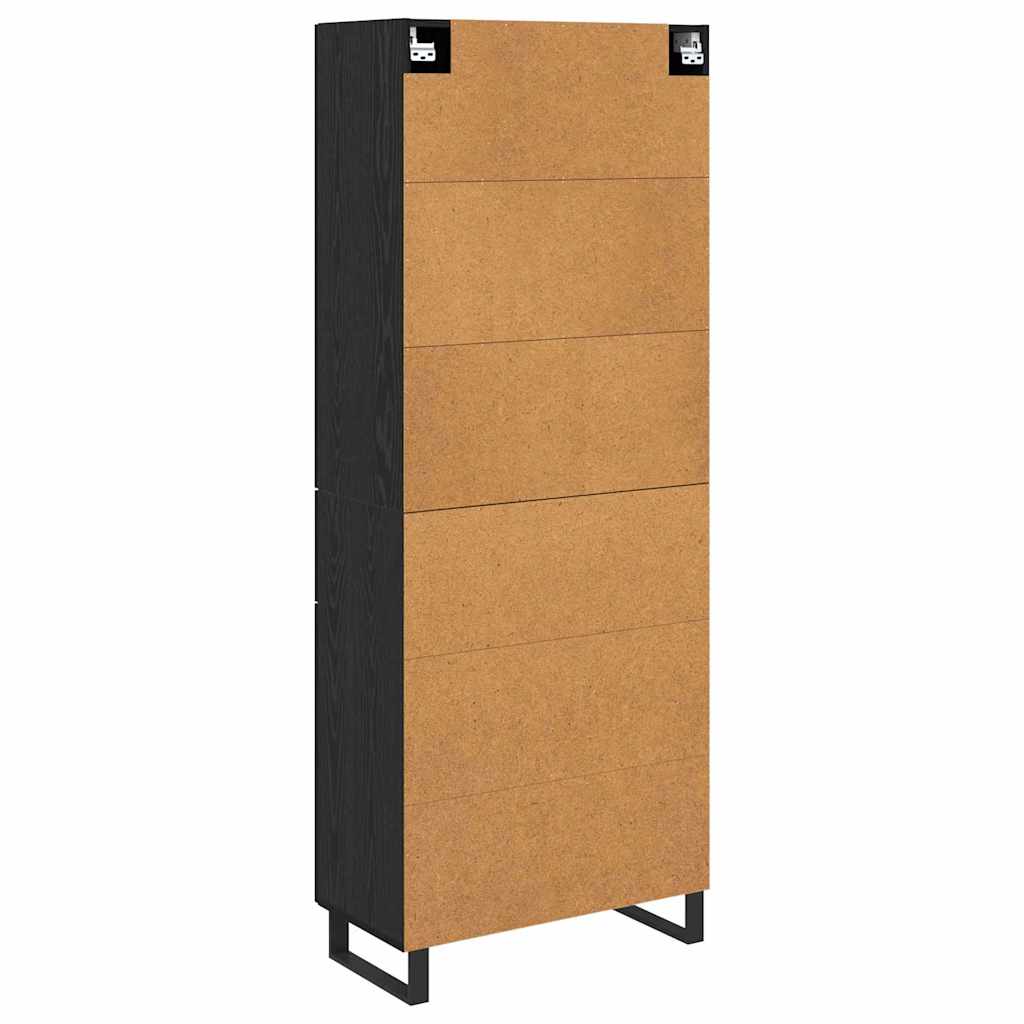 Credenza 2 pcs Rovere Nero Legno Stratificato e Vetro