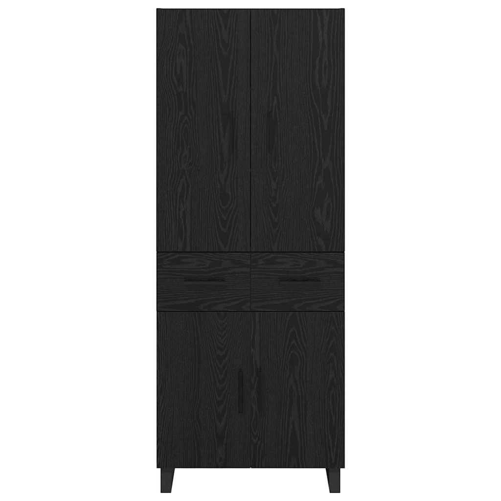 Credenza 2 pcs Rovere Nero Legno Stratificato e Vetro