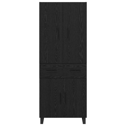 Credenza 2 pcs Rovere Nero Legno Stratificato e Vetro