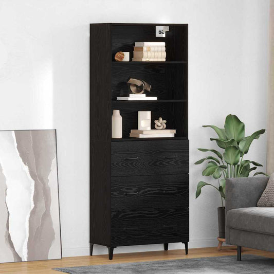 Credenza Rovere Nero 69,5 x 34 x 180 cm Legno multistrato