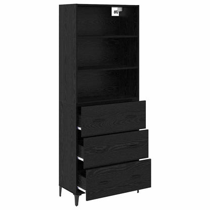 Credenza Rovere Nero 69,5 x 34 x 180 cm Legno multistrato