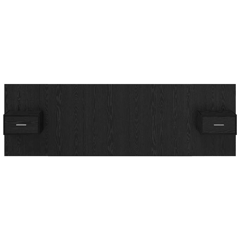 Testata con Comodino 3 pcs Rovere Nero Legno multistrato