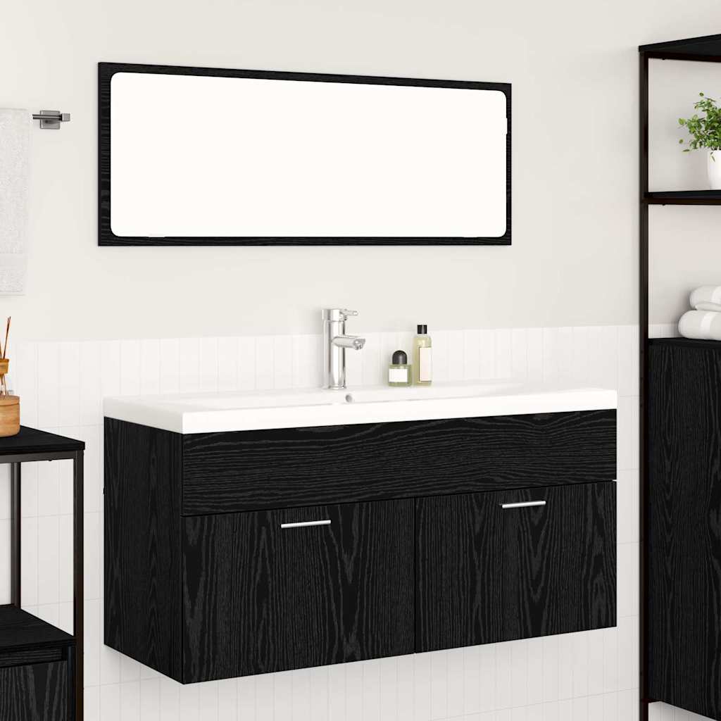 Mobile da Bagno con porta Rovere Nero 100 x 38,5 x 46 cm