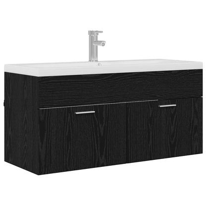 Mobile da Bagno con porta Rovere Nero 100 x 38,5 x 46 cm