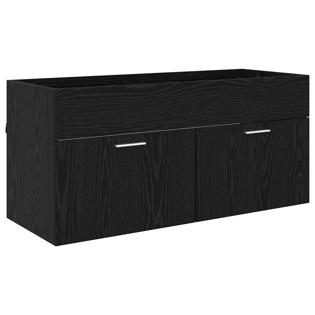 Mobile da Bagno con porta Rovere Nero 100 x 38,5 x 46 cm