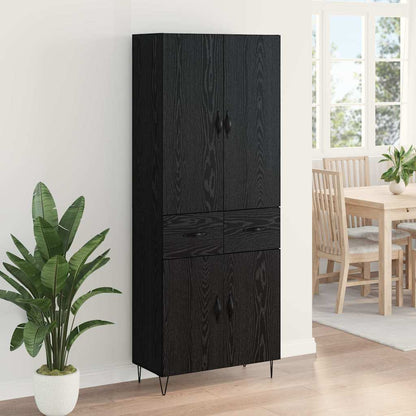 Credenza 2 pcs Rovere Nero Legno ingegnerizzato e vetro