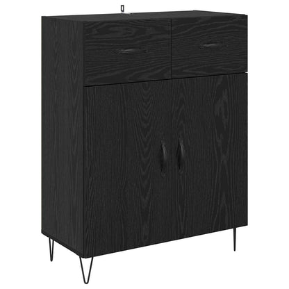 Credenza 2 pcs Rovere Nero Legno ingegnerizzato e vetro