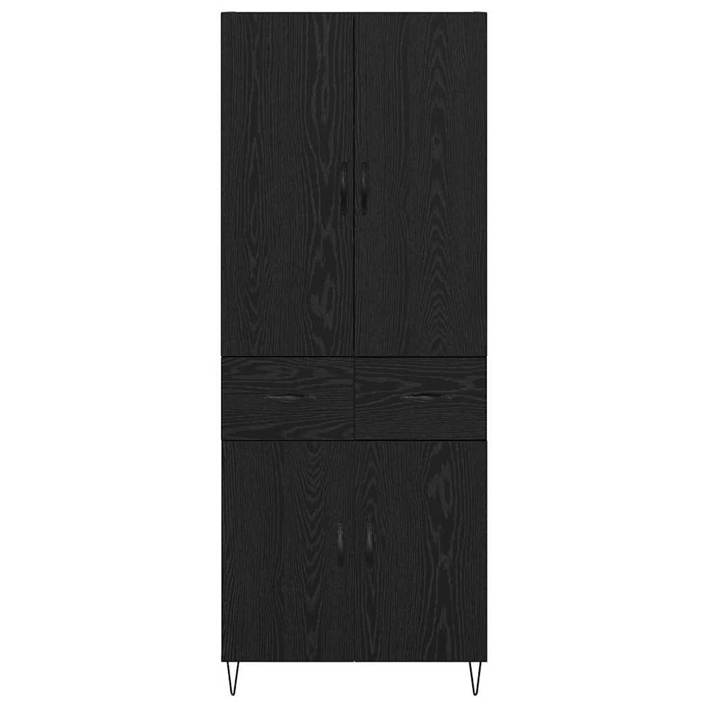 Credenza 2 pcs Rovere Nero Legno ingegnerizzato e vetro