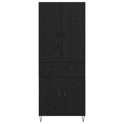Credenza 2 pcs Rovere Nero Legno ingegnerizzato e vetro