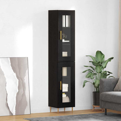 Credenza 2 pcs Rovere Nero Vetro