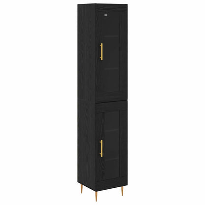 Credenza 2 pcs Rovere Nero Vetro