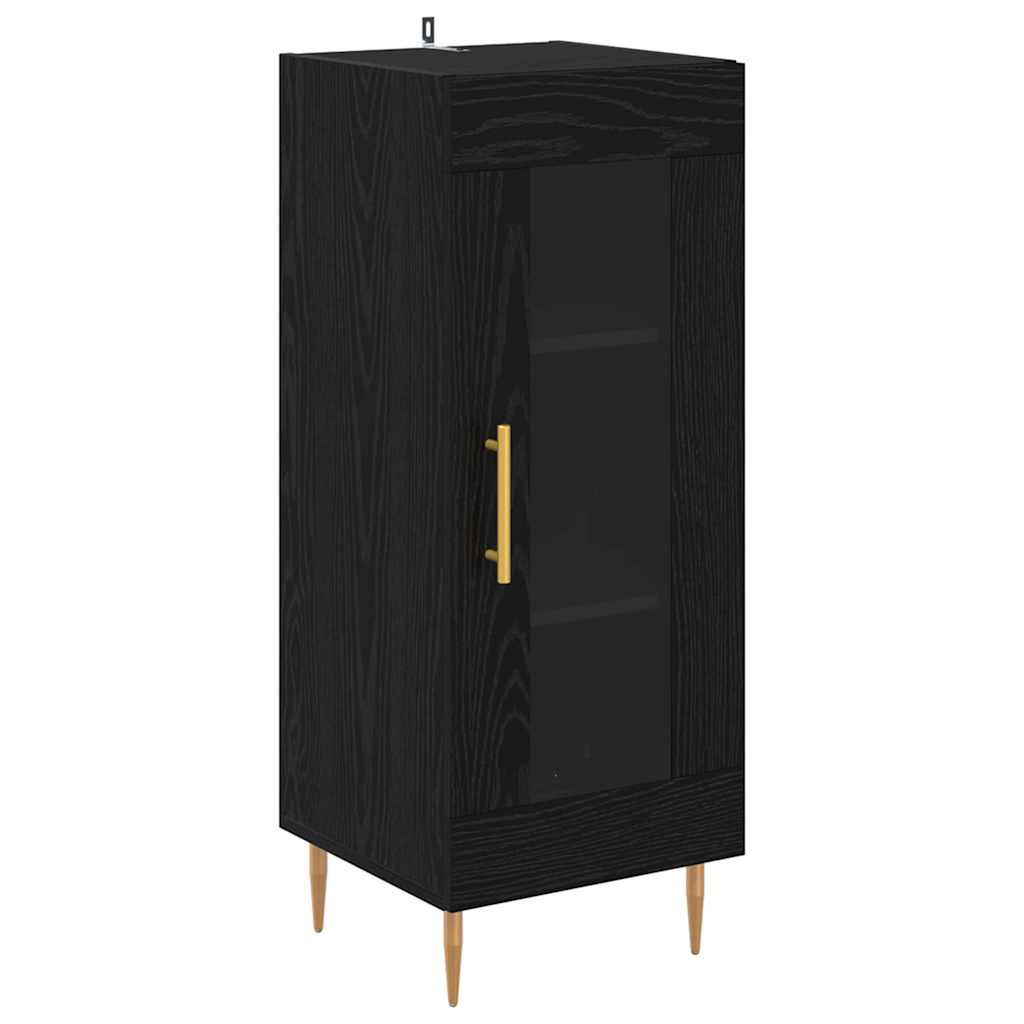 Credenza 2 pcs Rovere Nero Vetro