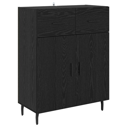 Credenza 2 pcs Rovere nero Legno Stratificato e Vetro