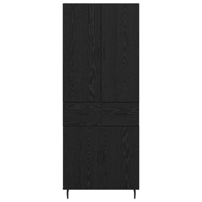 Credenza 2 pcs Rovere nero Legno Stratificato e Vetro
