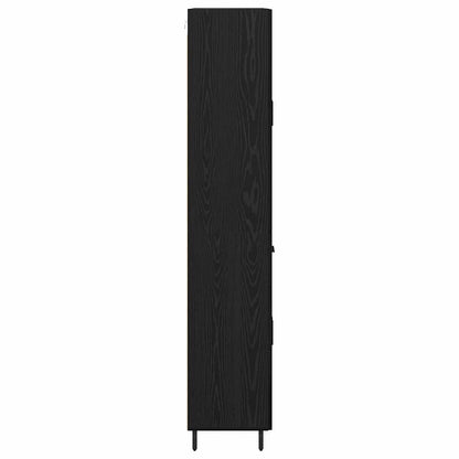 Credenza 2 pcs Rovere nero Legno Stratificato e Vetro