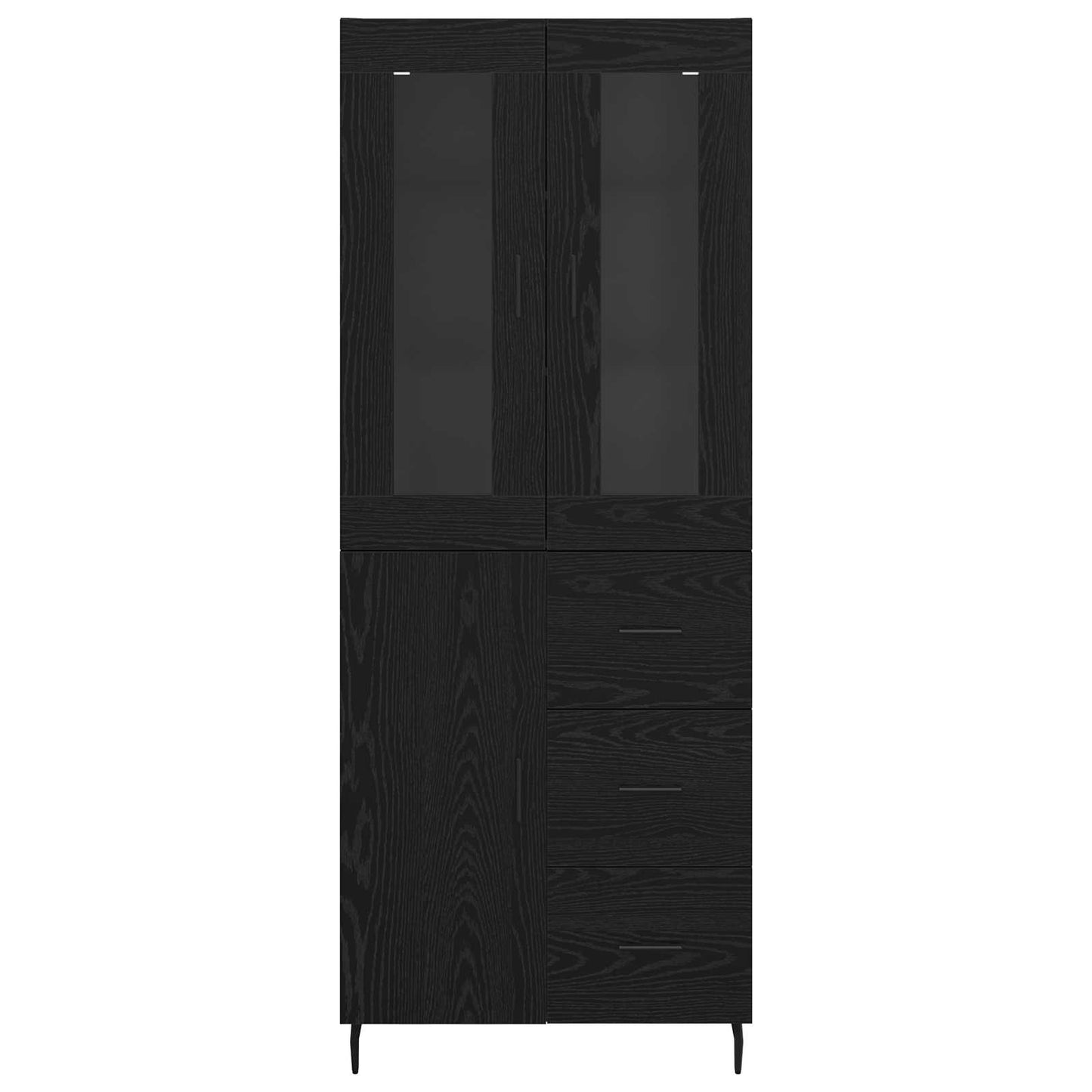 Credenza 2 pcs Rovere Nero Legno Stratificato e Vetro