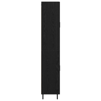 Credenza 2 pcs Rovere Nero Legno Stratificato e Vetro