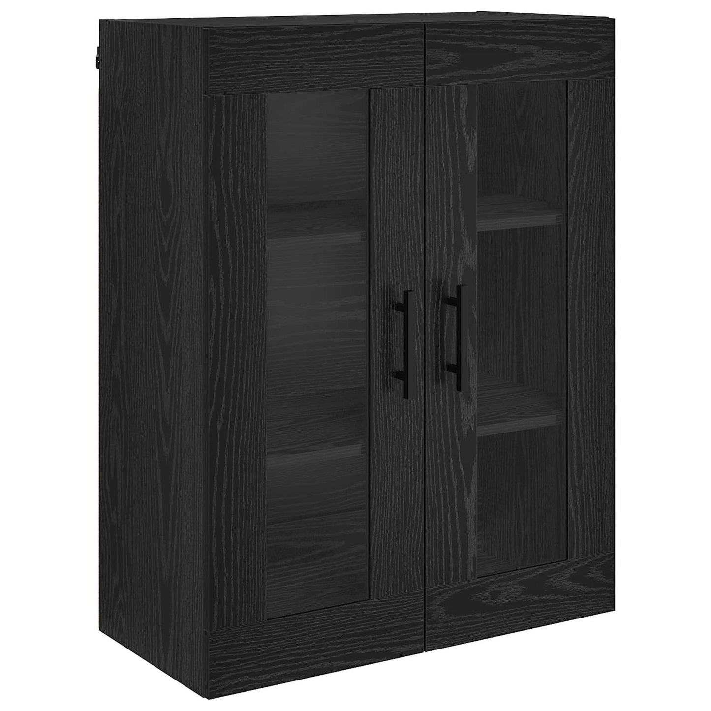 Credenza 2 pcs Rovere Nero Legno Stratificato e Vetro