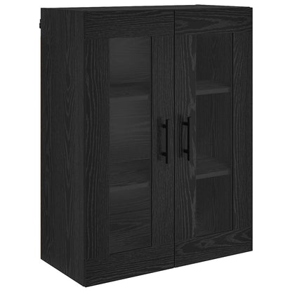 Credenza 2 pcs Rovere Nero Legno Stratificato e Vetro