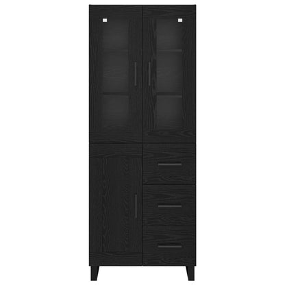 Credenza 2 pcs Rovere Nero Legno Stratificato e Vetro