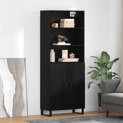 Credenza Rovere Nero 69,5 x 34 x 180 cm Legno multistrato