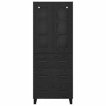 Credenza 2 pcs Rovere Nero Legno Stratificato e Vetro