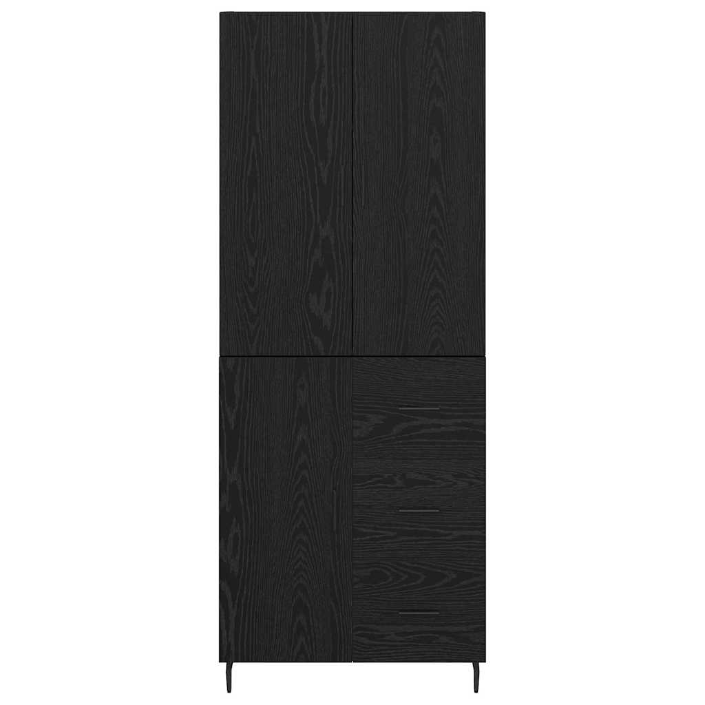 Credenza 2 pcs Rovere nero Legno Stratificato e Vetro