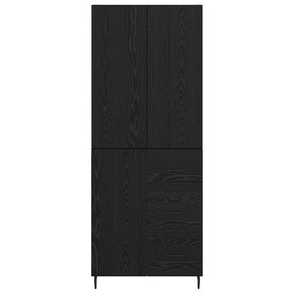 Credenza 2 pcs Rovere nero Legno Stratificato e Vetro